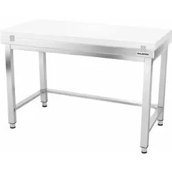 Edelstahl-Arbeitstisch 1600x600 mm mit weißer Schneidplatte und Verstärkung PREMIUM - GOLDINOX
