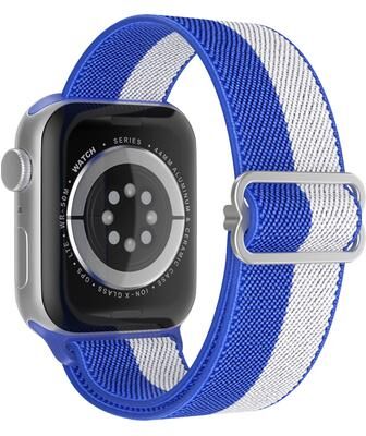 Combo Retail Shop Nylon Strap For Apple Watch Band, Bohemian Elastic Bracelet, I Watch Series blue White 49mm 42mm 44mm 45mm