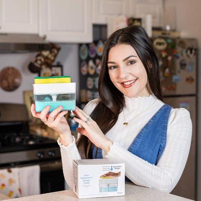 KitchenCuration Soap Caddy With Sponge Holder Gray
