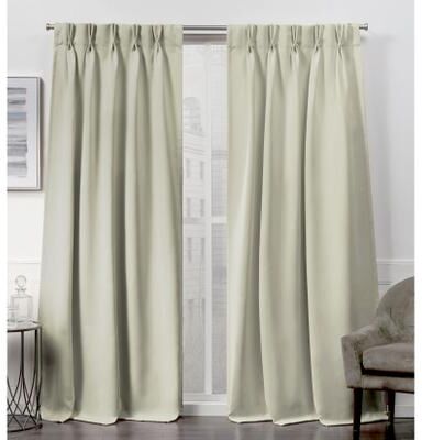 ATI Home Sateen Twill Woven Room Darkening Blackout Pinch Pleat/Hidden Tab Top Curtain Panel Pair
