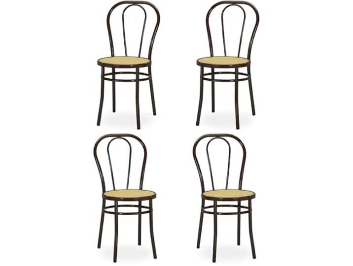 Tomaino - Küchenstuhl aus Eisen mit Strohsitz - Vienna Esszimmerstuhl-Set für Restaurant, Bar, Osteria, Trattoria Modell Thonet, Bistrot (4, Schwarz)