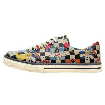 Sneaker DOGO "Classic Schnürsneaker Looney Tunes You-Re-Despicable Damen", Damen, Gr. 39, Normalschaft, beige (natur), Lederimitat, Schuhe Sneaker, Handgefertigt