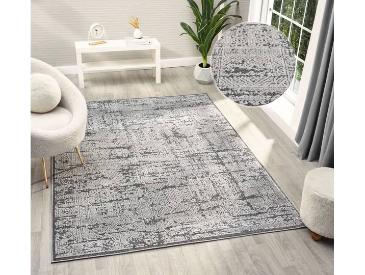 Teppich OTTO HOME Selin Gr. 7, grau (dunkelgrau), B:240cm H:9mm L:320cm, Kunstfaser, Teppiche, Teppich, dezenter Glanz, Schrumpf-Garn-Effekt, im Vintage-Look, dichte Qualität