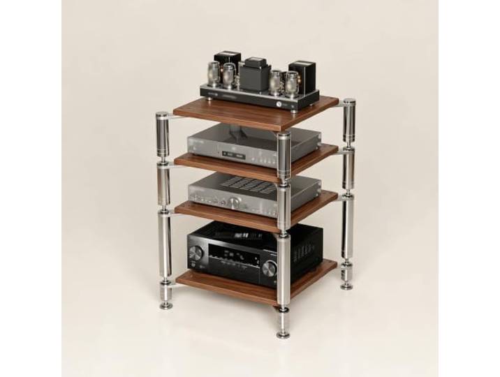 YHTCSXMD HiFi Rack, Audio Rack, 1–4 Ebenen mit dicken Holzablagen Modulares Design mit Entkopplungsspitzen für Verstärker und HiFi-Geräte, ideal für Medienbereiche und HiFi-Hörräume