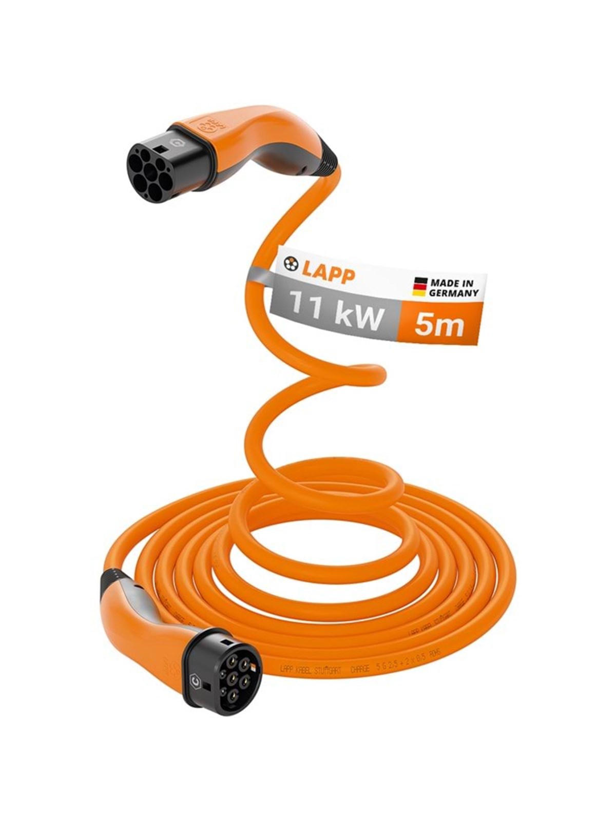 LAPP Type 2 HELIX Convenience Charging Cable, up to 11 kW, 5 m, orange