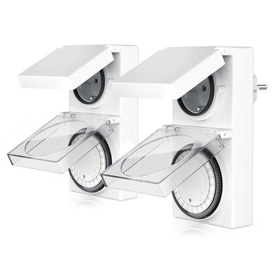 BEARWARE Zeitschaltuhr Mechanischer Outdoor Timer, 96 Segmente, für Innen & Außen, 3680W, mechanisch, 15-Min-Intervalle, spritzwassergeschützt, dt