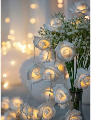 Uplift Essentials Whimsical Garden 10 LED Rose Blossom Fairy Lights white