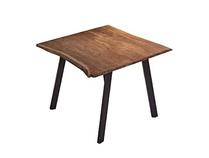 SAM Esstisch Laxmi 90x90 cm Akazie nussbaum Baumkante Metallbeine schwarz Baumkantentisch massiv, Akazienholz nussbaumfarben, Esszimmertisch