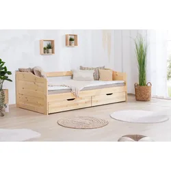 TiCAA Funktionsbett Sofabett  "Melinda" Kiefer massiv