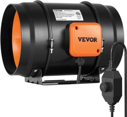 VEVOR Inline Kanaalventilator met Variabele Snelheidsregelaar, 23 cm, Zwart