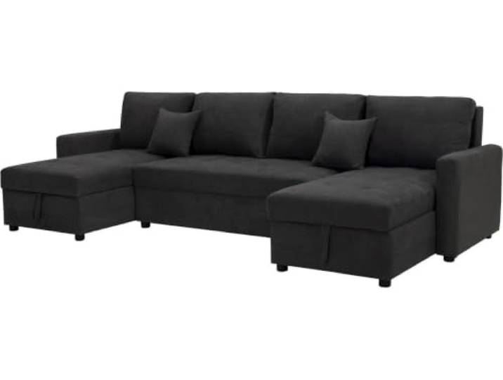 Panorama-Schlafsofa mit Stauraum Antoine – 5-Sitzer – Dunkelgrau
