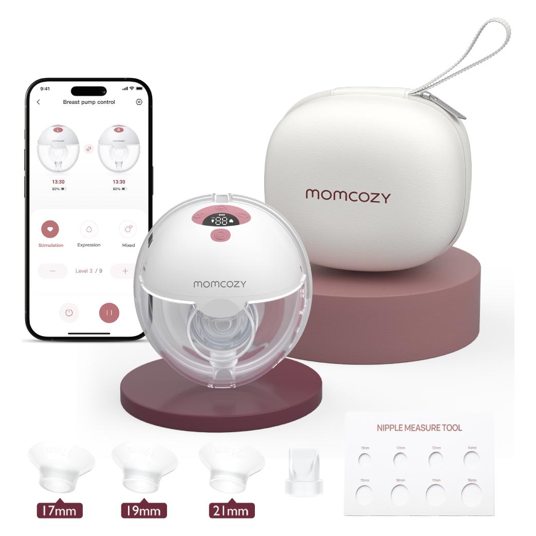 Momcozy M5 Smart Wearable Breast Pump - Upgraded With App Control Red Single Pack (BP380-MR70000B00105-C)