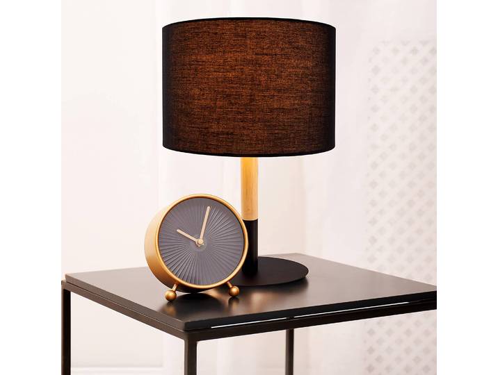 Lampe Tessile Ø 24cm Noir Tissu mélangé E14