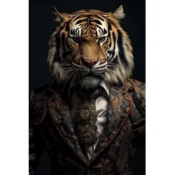 Glasbild PORTRAIT OF A TIGER (BHT 80x120x2 cm) - braun - BHT 80x120x2 cm