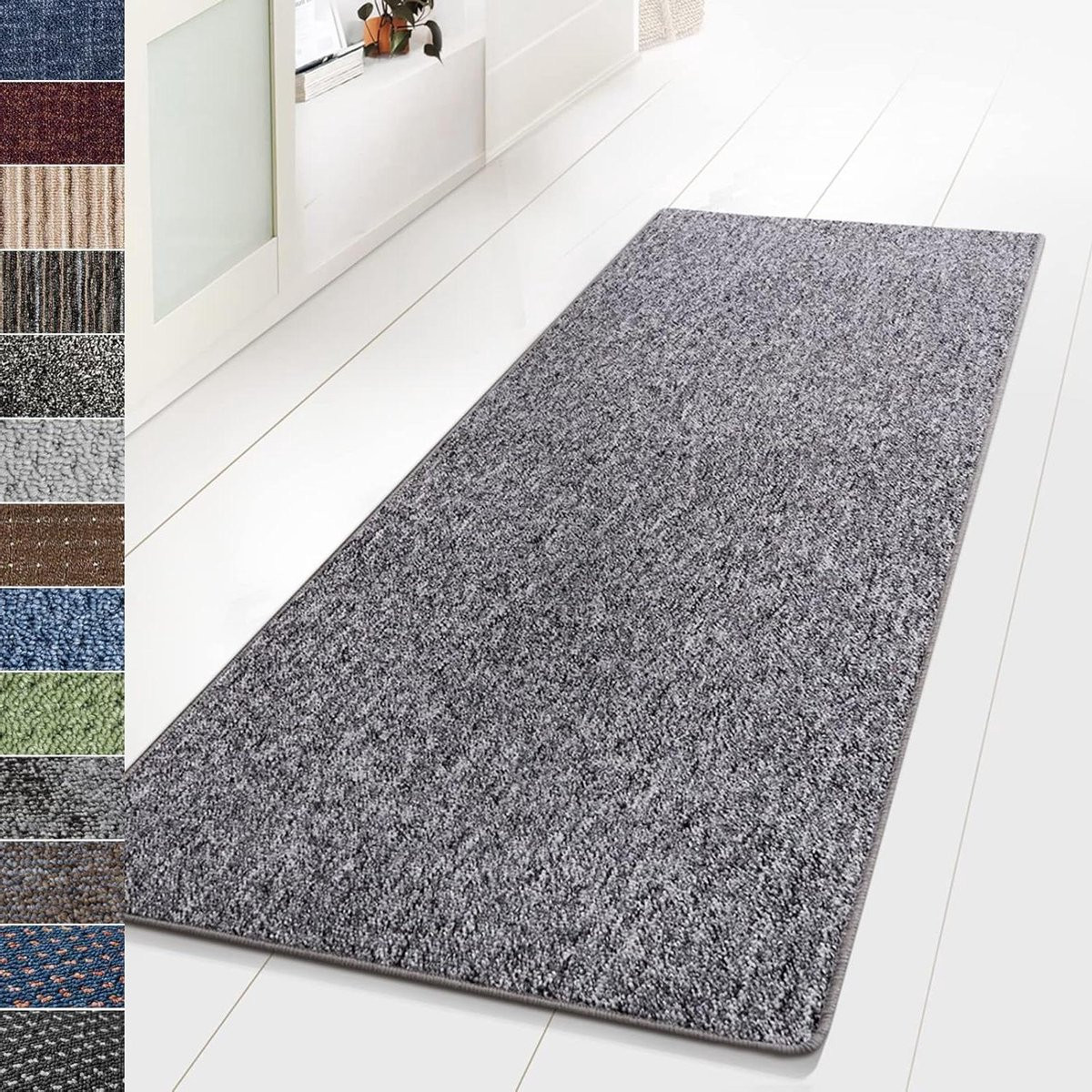 Karpet Runner Grijs Vloerkleed voor Gang, Woonkamer of Keuken - 80 x 500 cm