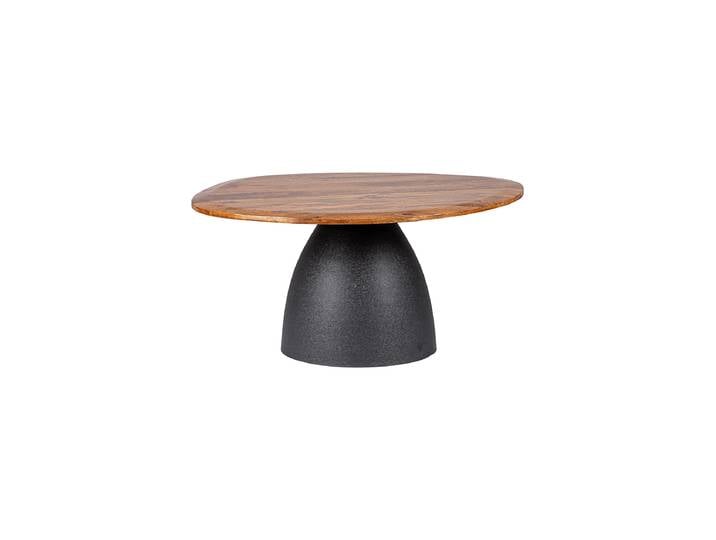 Asymmetrischer, massiver Design Couchtisch „Stanley“ Mangoholz Natural / Schwarz Ø 86 cm Bizzotto