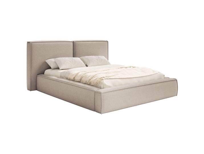 Polsterbett 160x200 cm Tilves mit Stauraum, Metallrahmen, beiger