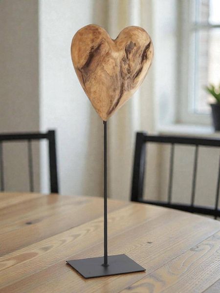 3D Holzherz Teak auf Metallfuß von WMG