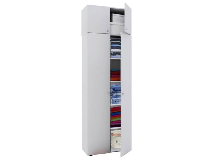Mid.you Mehrzweckschrank, Weiss, Kunststoff, 4 Fächer, 70x218x39 cm, stehend, Waschküche, Mehrzweckschrank