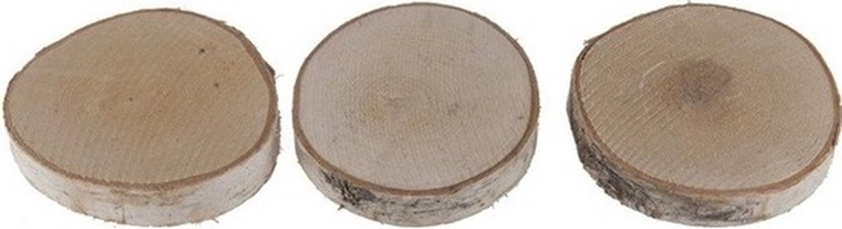 3x Houten decoratieschijfjes 8-11 cm - Ronde boomschijfjes voor hobby en decoratie