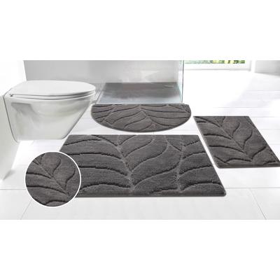 Badematte OTTO HOME "Epense, Badvorleger, Badezimmer Teppich, Duschmatte mit Blattstruktur" Gr. 4, grau (anthrazit), H:10mm, Polyester, Badematten, Badematte, Badteppich, Uni, Blätter, Hoch-Tief, verschiedene Farben und Größen