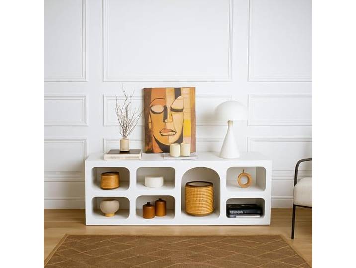 Dmora Kommode Bellatrix 160x38x51h cm Weiß 6 Fächer, Anrichte