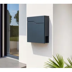 Westmann Brixa B | Wandmontage Briefkasten mit Zeitungsfach | Anthrazit - Anthrazit