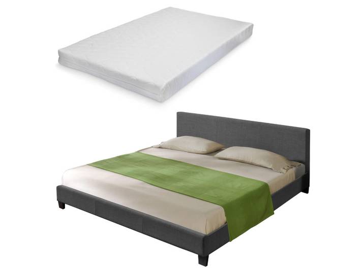Corium Polsterbett Skagen mit Matratze, Dunkelgrau, Textil, 140x200 cm, Schlafzimmer, Bett, Polsterbetten
