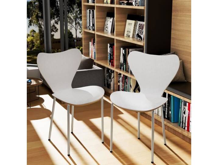 Chaise Salle à Manger Scandinave - PIPIPOXER - Lot de 2 - Ergonomique - Empilable - Blanc