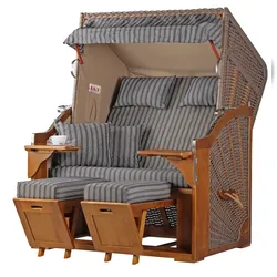 Mr. Deko Strandkorb Komplettset - bene living - Schleswig Pinie - PE mokka - Modell 553