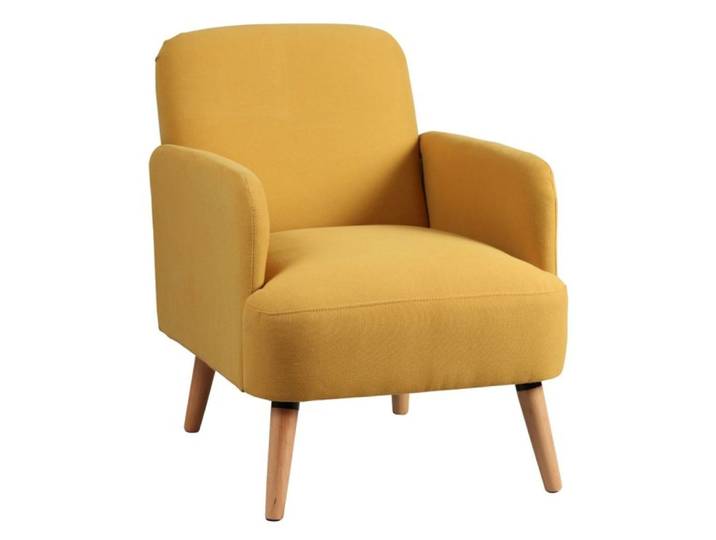 Fauteuil rembourré tissu jaune