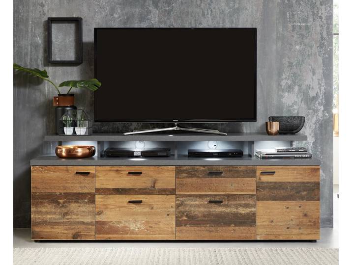 TV Lowboard Mood , Old Used Wood / Matera grau , Shabby Look ohne Beleuchtung