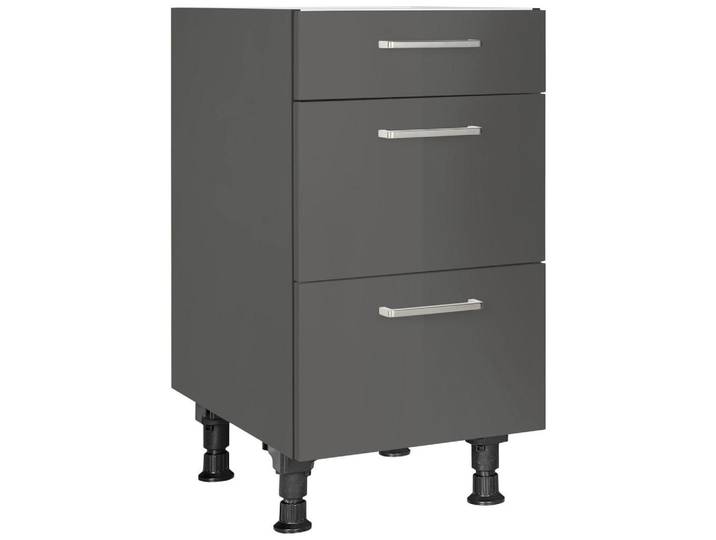 Schubkastenunterschrank, Grau, 45x87x56 cm, Metall, 3 Schubladen, Nobilia