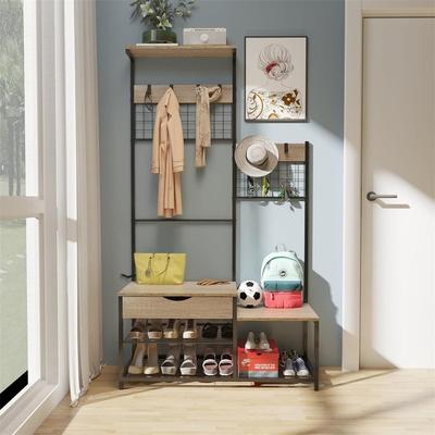 No 4-in-1 Hall Tree with Storage Drawer - 39.37 x 70.87 x 15