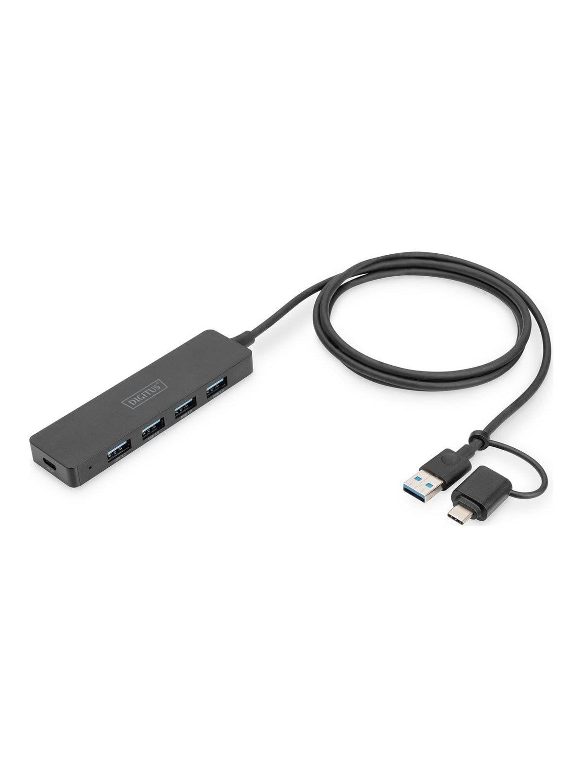 DIGITUS Slim Line - hub - 4 ports USB-Hubs - USB 3.2 - 4 - Schwarz