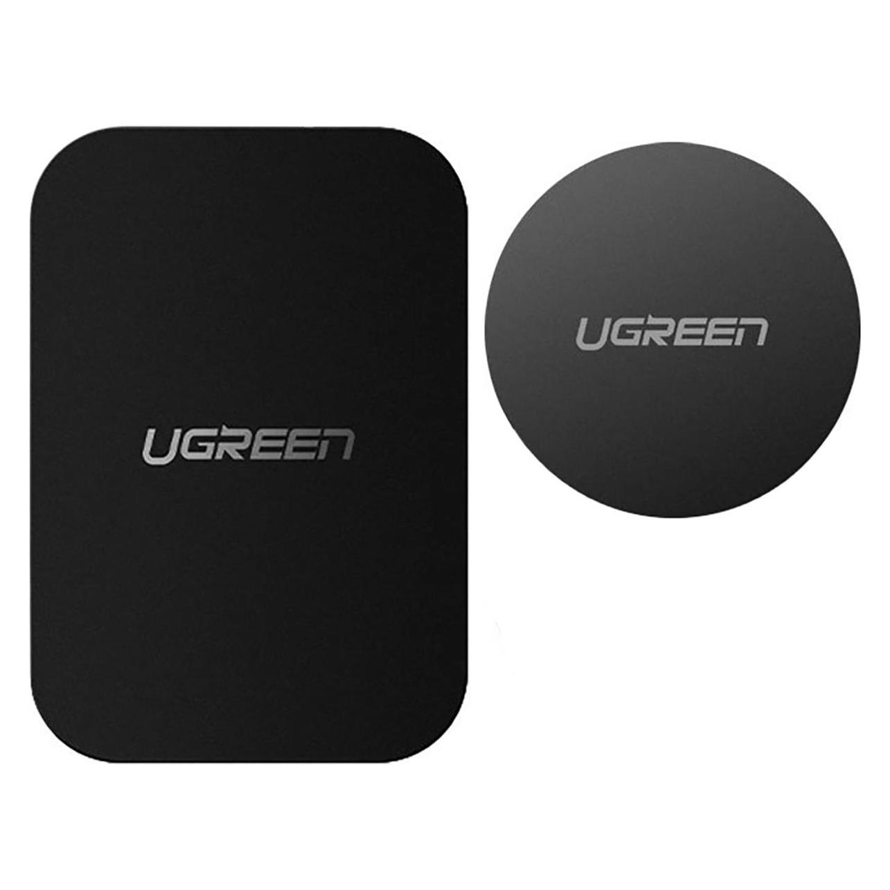 Ugreen LP123 60410 round/rectangular metal plates for magnetic phone holders - black (2 pcs) (60410-ugreen)