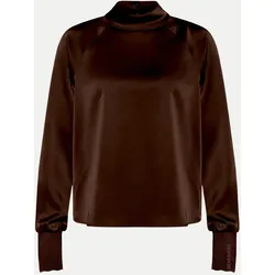 Blusenshirt in Satin-Optik Braun 40