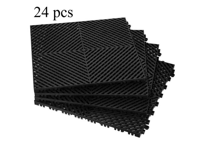 (24 pièces) Ensemble de tapis de drainage emboîtables 41,5 x 41,5 cm. Dalles de sol de garage, dalles clipsables antidérapantes en PP, revêtement de sol modulaire pour garage, convient aux salles de