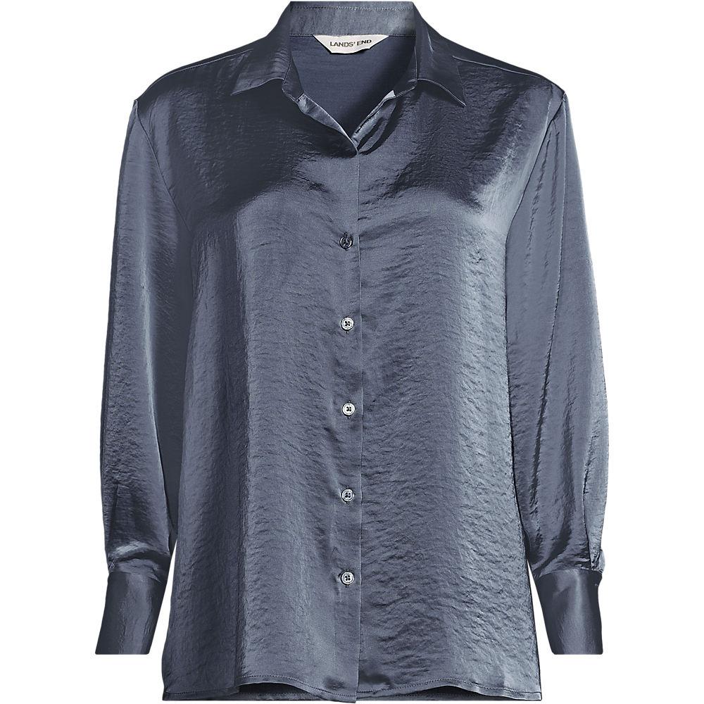 Satinbluse in Plus-Größe, Damen, size: plus, Blau, Polyester, by Lands' End