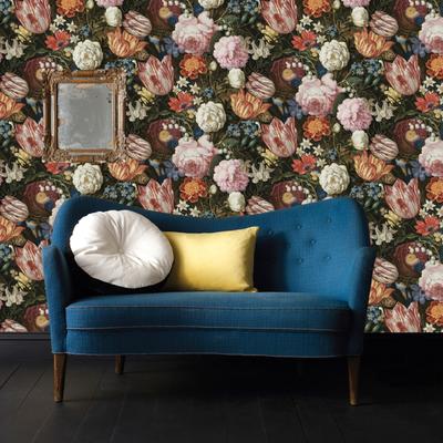 Vliestapete WOW "Alte Meisters Blumen", schwarz, B:0,52m L:10,05m, Vlies, Tapeten, Alte Meister Blumen Mehrfarbig 10mx52cm