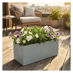 Ethick, Blumentopf, Blumentopf Rechteckig 58cm in Beton-Grau, Pflanzkasten 35L aus Kunststoff für Innen & Aussen (78 x 29 x 30 cm)