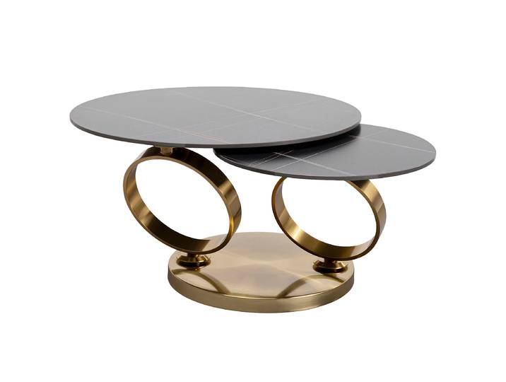 Couchtisch Beverly 133 x 41 x 80cm Gold/Marmor Schwarz Dekor/Gold