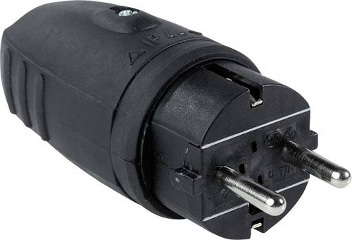 AS Schwabe 60410 Schutzkontaktstecker Gummi 230V Schwarz IP44