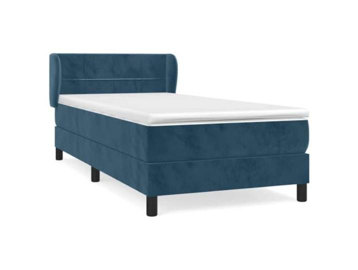 PUGYNBK Boxspringbett, Samt, Dunkelblau, 80 x 200 cm Verstellbares Kopfteil, Taschenfederkernmatratze, mittlere Härte, inklusive Schutz