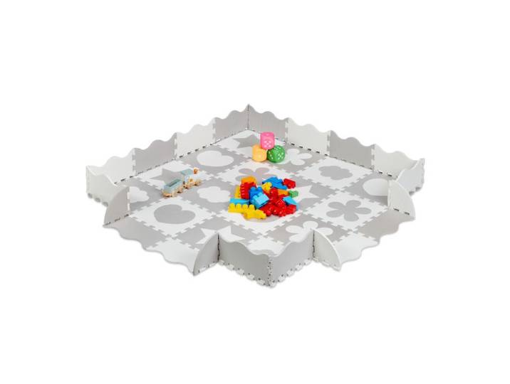 Relaxdays 52 pièces Tapis puzzle avec bord motifs