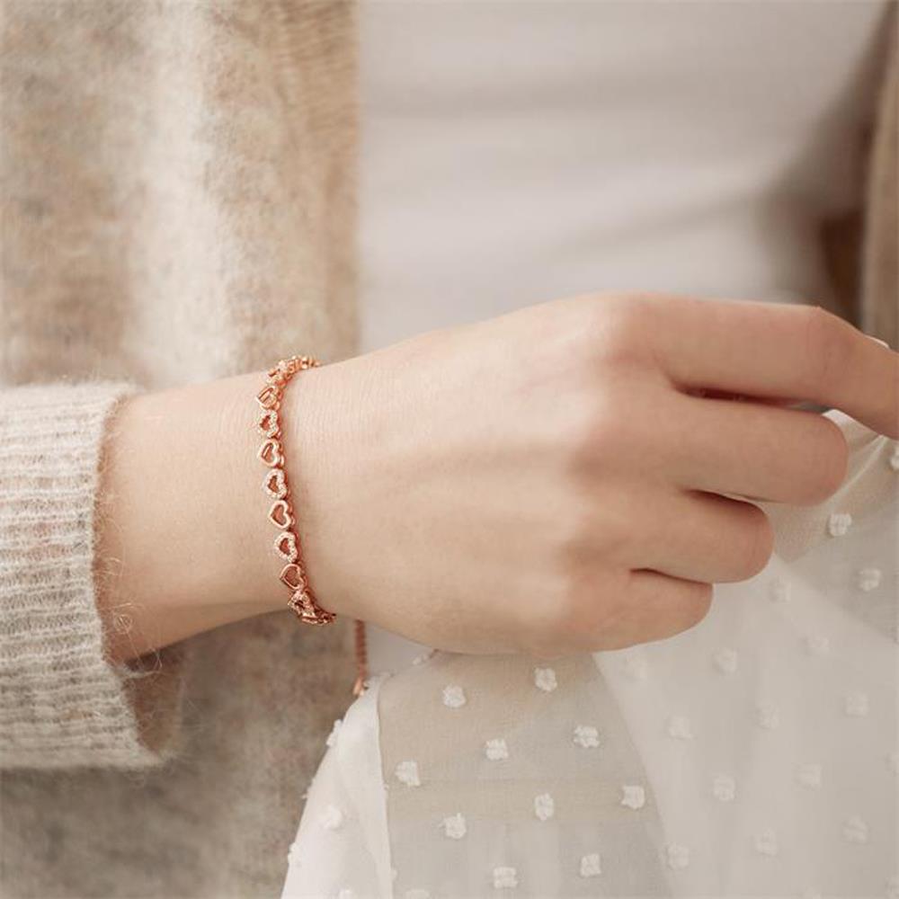 Unique Herzarmband aus rosévergoldetem 925er Silber Zirkonia rosé