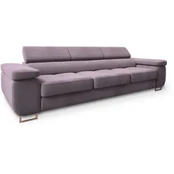 BETTSOFA MOSINE Rosa Velours-Stoff mit Schlaffunktion