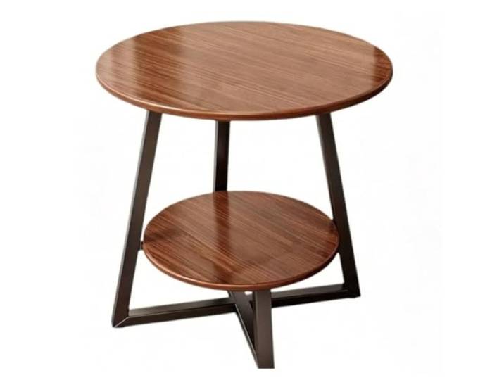2-Stöckiger Couchtisch – ein Runder Couchtisch mit Hoher Tragfähigkeit Tisch mit Kreuzgestell und dicker Tischplatte – Wohnzimmertisch für Homeoffice und Wohnung(60x60cm/23.6x23.6in)