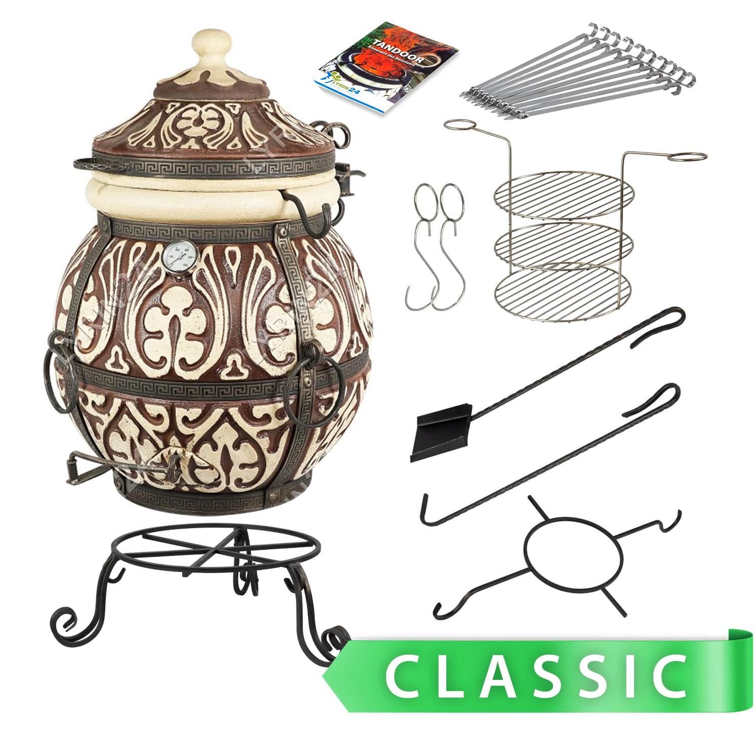 Tandoor Attika Lehmofen aus Schamott mit Zubehör Classic 7-teilig