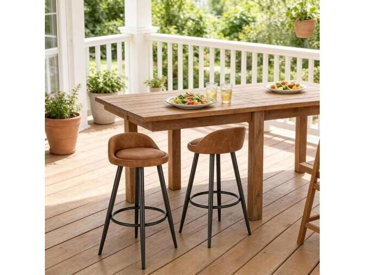 Tabouret De Bar Marron Tabouret Haut Moderne FloraGrace Pour Cuisine Avec Dossier Et Repose-Pieds 36 5x36 5x78 5cm